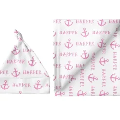 Sugar + Maple Personalized Large Blanket & Hat Set | Anchor Pink - cutbabycare.com | baby boutique & care hub* Sale