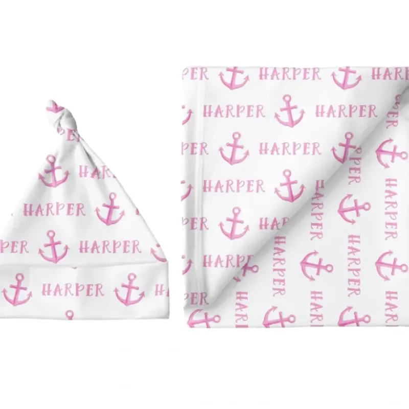 Sugar + Maple Personalized Large Blanket & Hat Set | Anchor Pink - cutbabycare.com | baby boutique & care hub* Sale