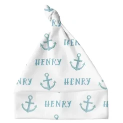 Sugar + Maple Personalized Knotted Baby Hat | Anchor Blue - cutbabycare.com | baby boutique & care hub* Online