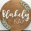 Sugar + Maple Round Personalized Wood Name Sign | Laurel - cutbabycare.com | baby boutique & care hub* Flash Sale
