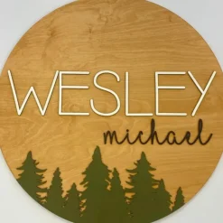 Sugar + Maple Round Personalized Wood Name Sign | Tree Theme - cutbabycare.com | baby boutique & care hub* Best Sale