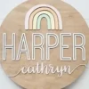 Sugar + Maple Round Personalized Wood Name Sign | Rainbow - cutbabycare.com | baby boutique & care hub* Outlet
