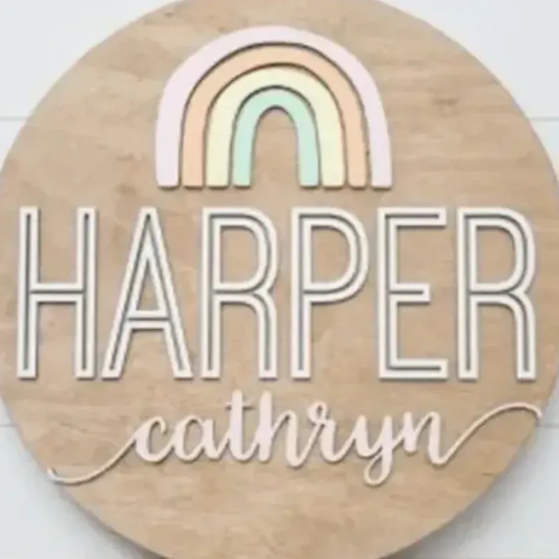 Sugar + Maple Round Personalized Wood Name Sign | Rainbow - cutbabycare.com | baby boutique & care hub* Outlet
