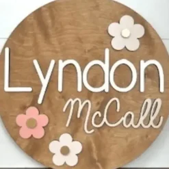 Sugar + Maple Round Personalized Wood Name Sign | Retro - cutbabycare.com | baby boutique & care hub* Hot