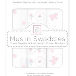 Swaddle Designs - 3Pk Muslin Swaddle Blankets, Butterflies & Posies - cutbabycare.com | baby boutique & care hub* Best Sale