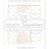 Swaddle Designs - 3Pk Muslin Swaddle Blankets, Floral With Gold Shimmer - cutbabycare.com | baby boutique & care hub* Clearance