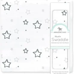 Swaddle Designs - Sterling Stars Muslin Swaddle Blanket, Premium Cotton - cutbabycare.com | baby boutique & care hub* Outlet