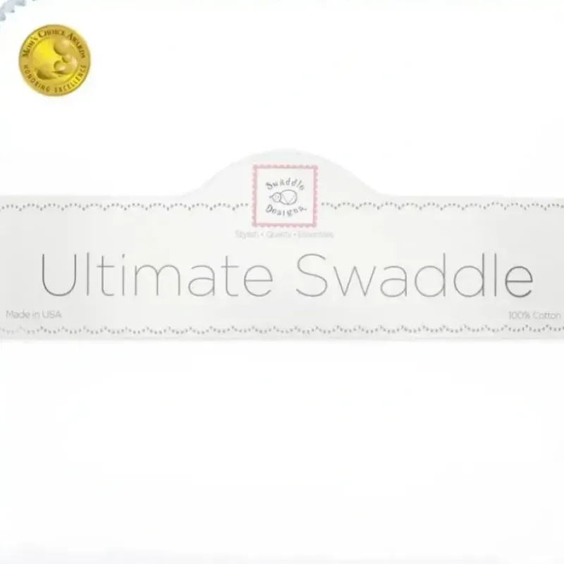Swaddle Designs - Ultimate Swaddle Blanket, White With Pastel Blue Trim - cutbabycare.com | baby boutique & care hub* New