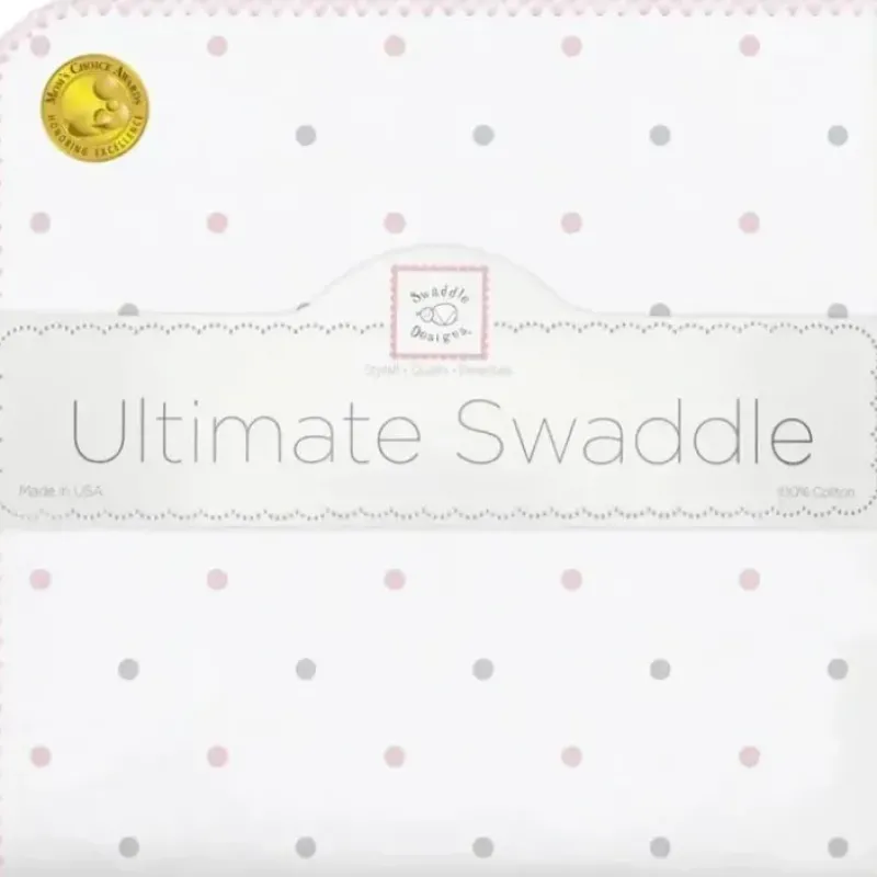 Swaddle Designs - Ultimate Swaddle Blanket, Pastel Pink & Sterling Dots - cutbabycare.com | baby boutique & care hub* Discount