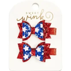 Sweet Wink - Kids 4Th Of July Hair Clips Flag Bow Clip Set - cutbabycare.com | baby boutique & care hub* Clearance
