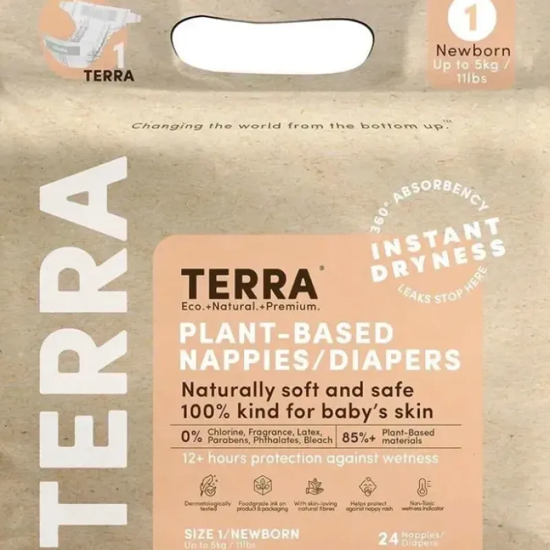 Terra - 24Ct Newborn Diapers 85% Plant-Based, Size 1 - cutbabycare.com | baby boutique & care hub* Online