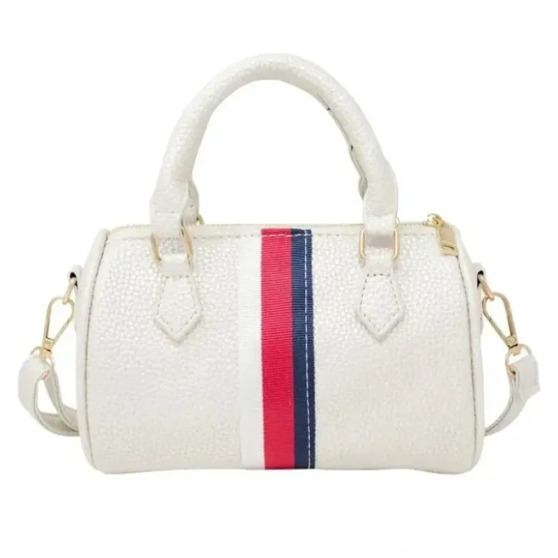 Tiny Treats - Leather Striped Duffle Handbag, White - cutbabycare.com | baby boutique & care hub* Cheap