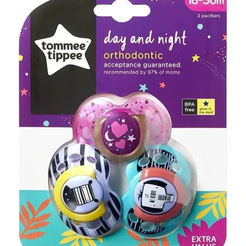 Tommee Tippee - 3Pk Closer To Nature Day And Night Glow-in-the-Dark Pacifiers 18-36M - Colors May Vary - cutbabycare.com | baby boutique & care hub* Hot