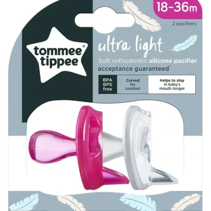 Tommee Tippee - Ultra Light Pacifier, 18/36M, Pink/White - cutbabycare.com | baby boutique & care hub* Online
