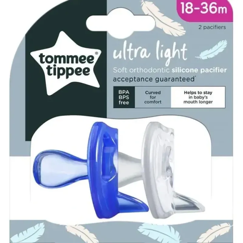 Tommee Tippee - Ultra Light Pacifier, 18/36M, Blue/White - cutbabycare.com | baby boutique & care hub* Flash Sale