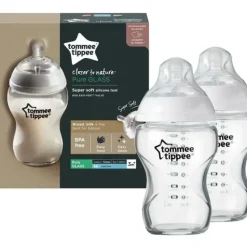 Tommee Tippee Closer To Nature Glass Bottle Medium Teat 250mL 2 pack - cutbabycare.com | baby boutique & care hub* Online
