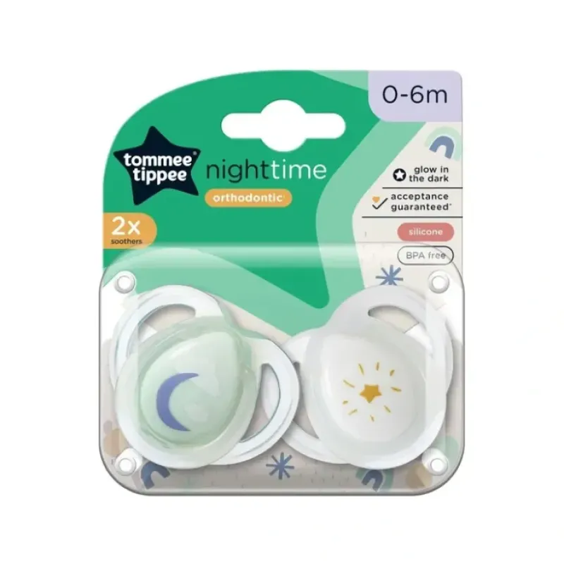 Tommee Tippee Nighttime soother, 0-6 months, 2 pack of glow in the dark soothers with reusable steriliser pod - cutbabycare.com | baby boutique & care hub* Discount