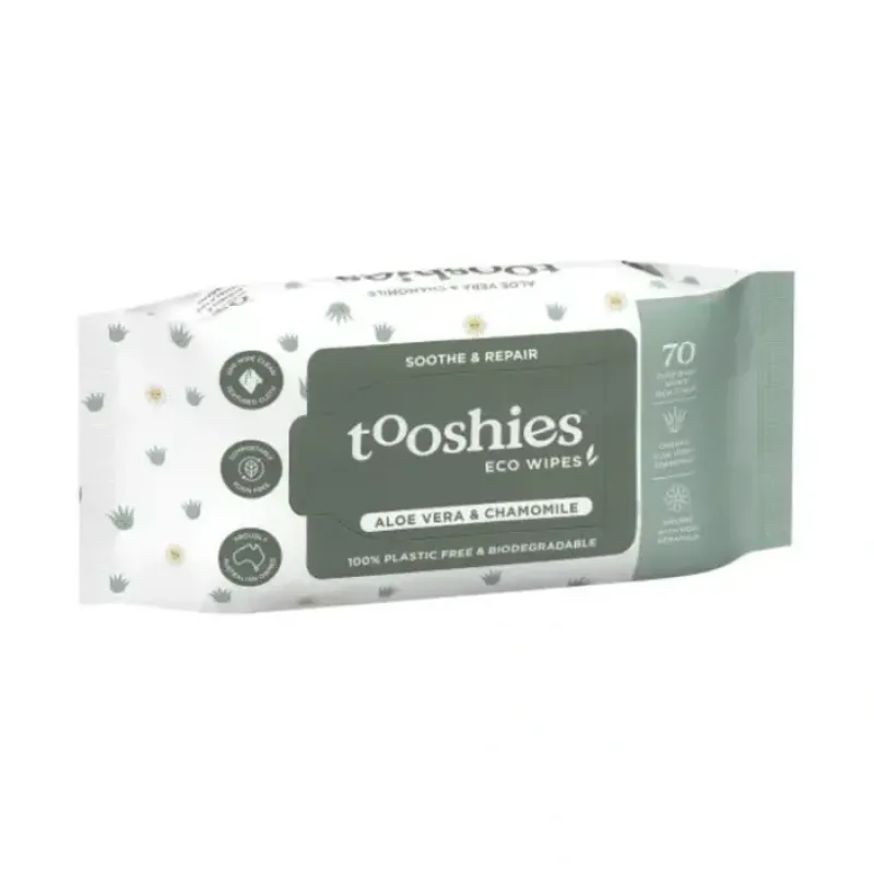 Tooshies Biodegradable Baby Wipes Aloe Vera + Chamomile 70 Pack - cutbabycare.com | baby boutique & care hub* Cheap