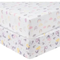 Trend Lab - 2 Pk Microfiber Fitted Crib Sheets, Rainbow/Mermaid - cutbabycare.com | baby boutique & care hub* Best