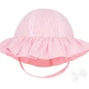 Wee Ones - Girls Reversible Ruffle Brim Seersucker Sun Hat, Pink Stripes - cutbabycare.com | baby boutique & care hub* Sale