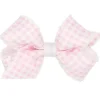 Wee Ones - Mini Gingham Print With Moonstitch Trimmed Bow, Light Pink - cutbabycare.com | baby boutique & care hub* New