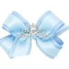 Wee Ones - Princess Grosgrain Hair Bow with Satin, Blue - cutbabycare.com | baby boutique & care hub* Sale