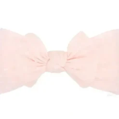 Wee Ones - Soft Shabby Dot Nylon Girls Baby Band With Matching Bowtie, Light Pink - cutbabycare.com | baby boutique & care hub* Sale