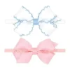Wee Ones - Two Mini Moonstitch Grosgrain Bows, Mini, White/Millennium Blue and Light Pink - cutbabycare.com | baby boutique & care hub* Best