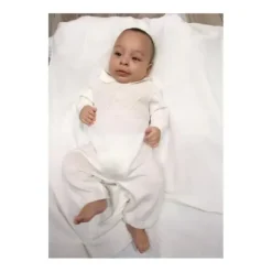 Will' Beth Baby Boys Ivory Knit Coverall & Blanket Set, White - cutbabycare.com | baby boutique & care hub* Best Sale