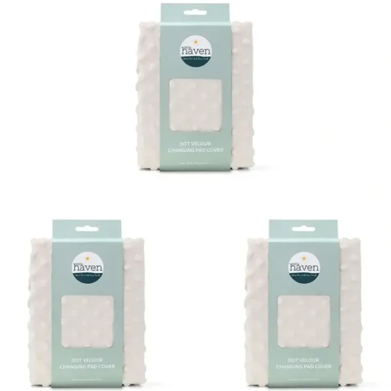 Shop All|3x Little Haven Dot Velour Soft Gentle Baby Changing Pad Cover Natural 88cm - cutbabycare.com | baby boutique & care hub