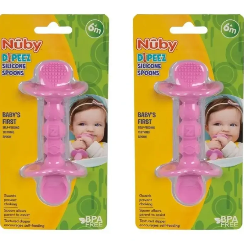 Shop All|2x Nuby Dipeez Self-Feeding Teething Baby Silicone Spoon & Dipper 6m+ Assorted - cutbabycare.com | baby boutique & care hub