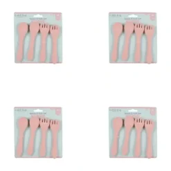 Shop All|4x 4pc Cuddle Bug Baby Feeding Silicone Spoon Fork Set Pink/Blue 13.5cm Assorted - cutbabycare.com | baby boutique & care hub