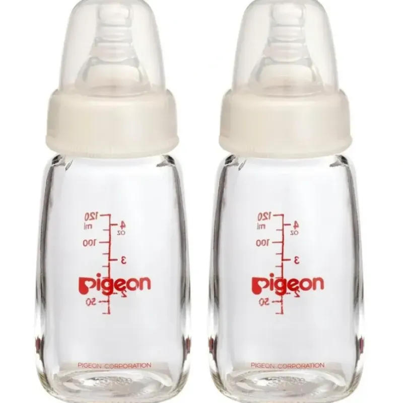 Shop All|2x PIGEON Slim Neck Peristaltic 120mL Glass Feeding Bottle for Newborn Baby 0m+ - cutbabycare.com | baby boutique & care hub