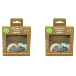 Shop All|2x Playette Silicone And Wood Baby/Infant Heart Teether/Chew Play Toy Mint 4m+ - cutbabycare.com | baby boutique & care hub