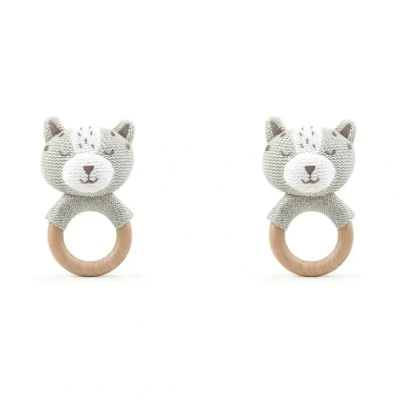 Shop All|2x The Peanutshell Fox Wood Ring Teether 13x10cm Baby Teething Animal Toy GRY 0+ - cutbabycare.com | baby boutique & care hub