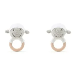 Shop All|2x The Peanutshell Lamb Wood Ring Teether 13cm Baby Teething Animal Toy WHT 0+ - cutbabycare.com | baby boutique & care hub