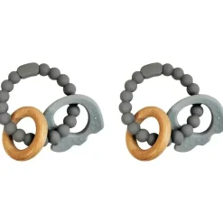 Shop All|2x Urban Elephant 14cm Silicone Teether Ring Baby/Infant Chew Toy Blue & Natural - cutbabycare.com | baby boutique & care hub