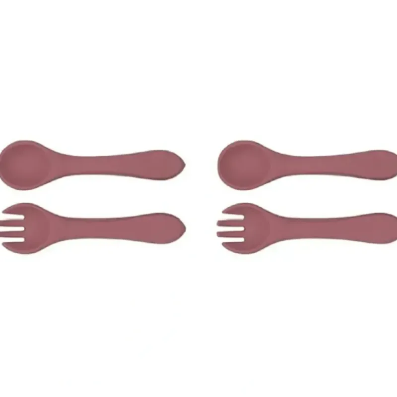 Shop All|2x Urban Products 13.5cm Silicone My First Cutlery Spoon/Fork Kids Pink 6M+ - cutbabycare.com | baby boutique & care hub